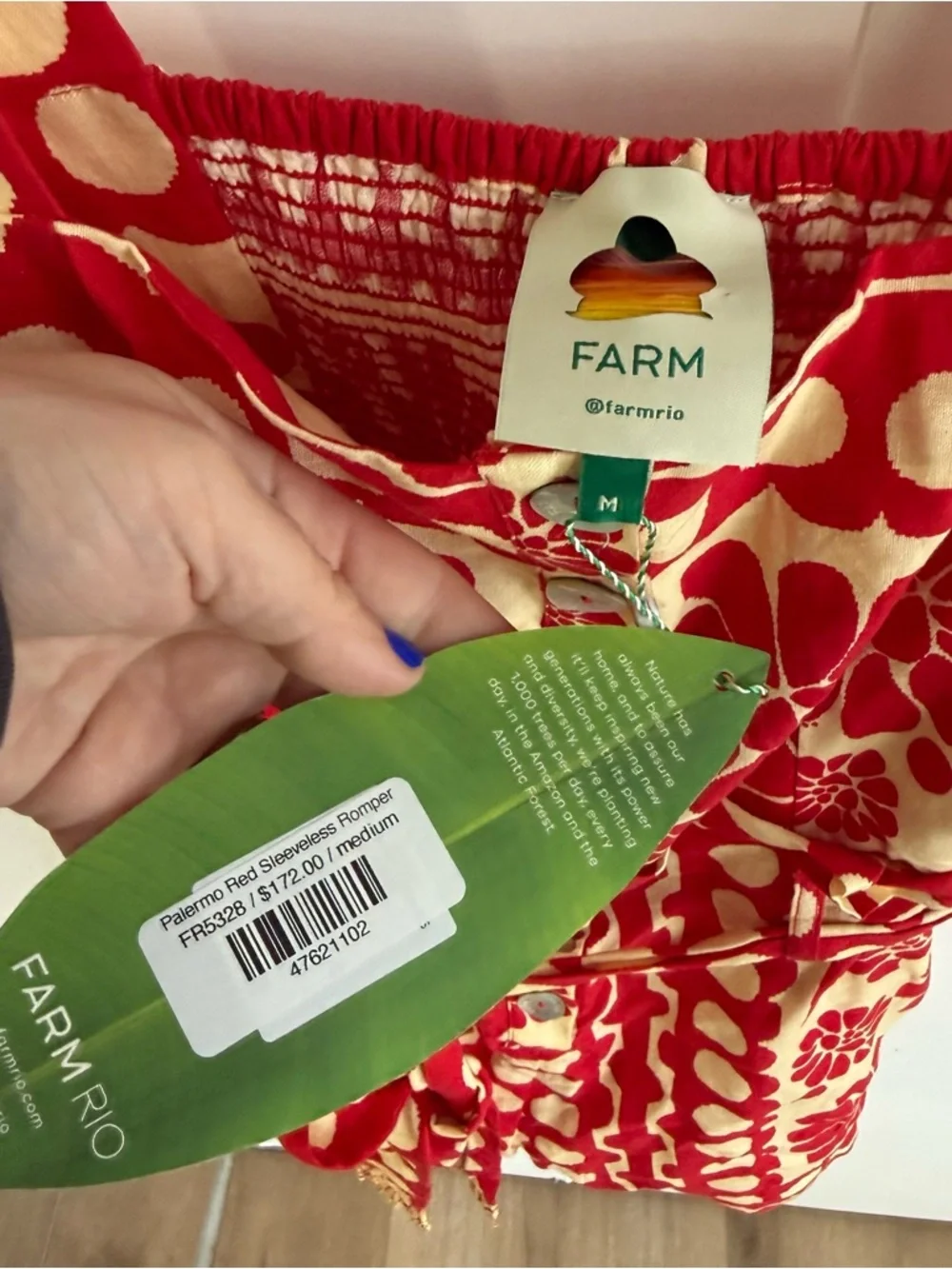 Farm Rio Palermo Red Sleeveless Romper - Picture 9 of 9